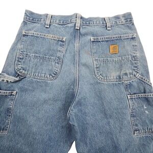 Carhartt Carpenter Jeans Mens 33W Destroyed Workwear Utility Pockets Distressed